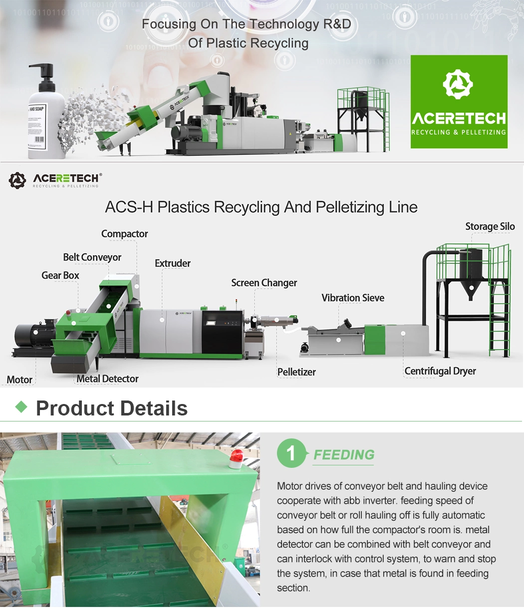 Aceretech Free Accessories Waste Plastic PP/PE Bags Recycling Machines