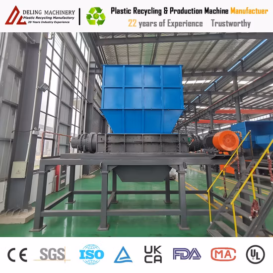 Double Shaft Waste Car Rubber Tyre Recycling Machine Metal Scrap Crushing Machine